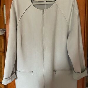 Chico's Light Gray Zip-Up Trench Coat